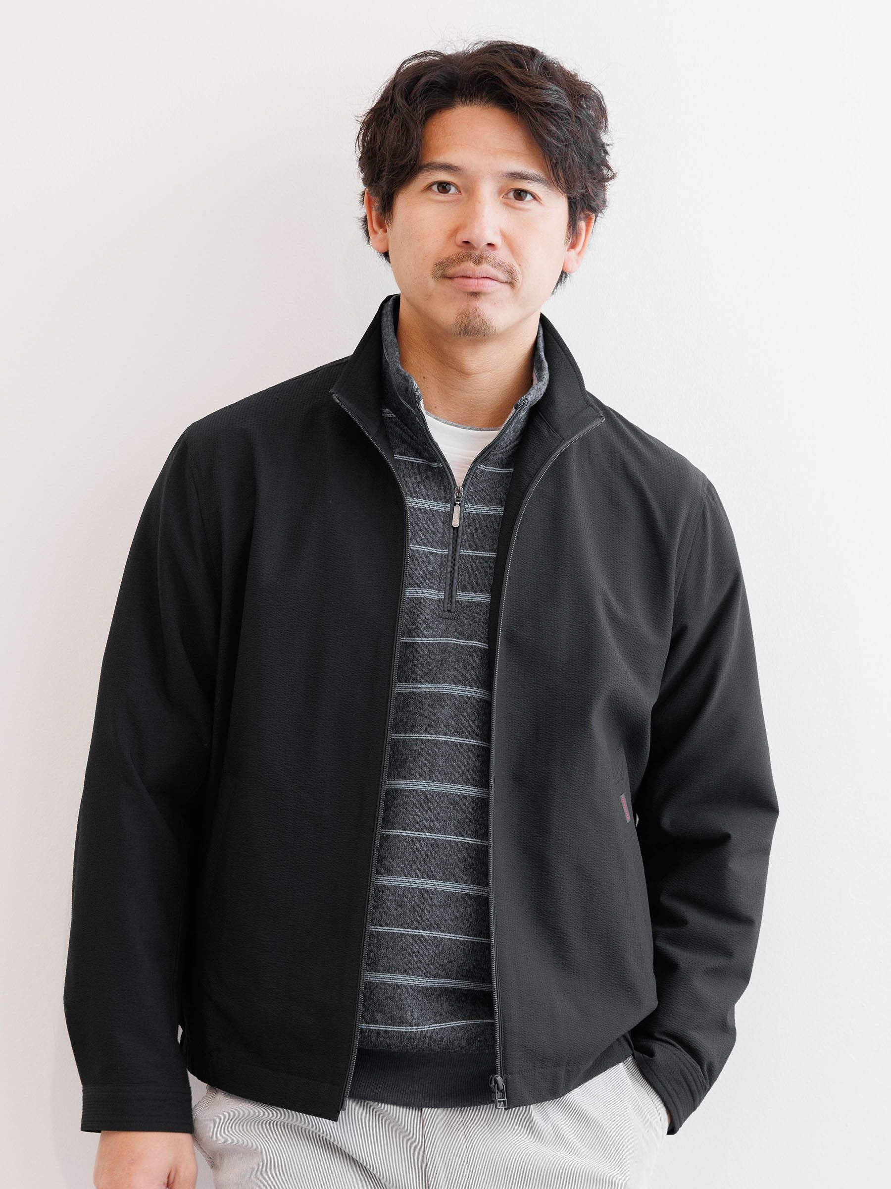 撥水／ドライタッチ】サッカーストライプブルゾン | INSPIRE ONLINE SHOP