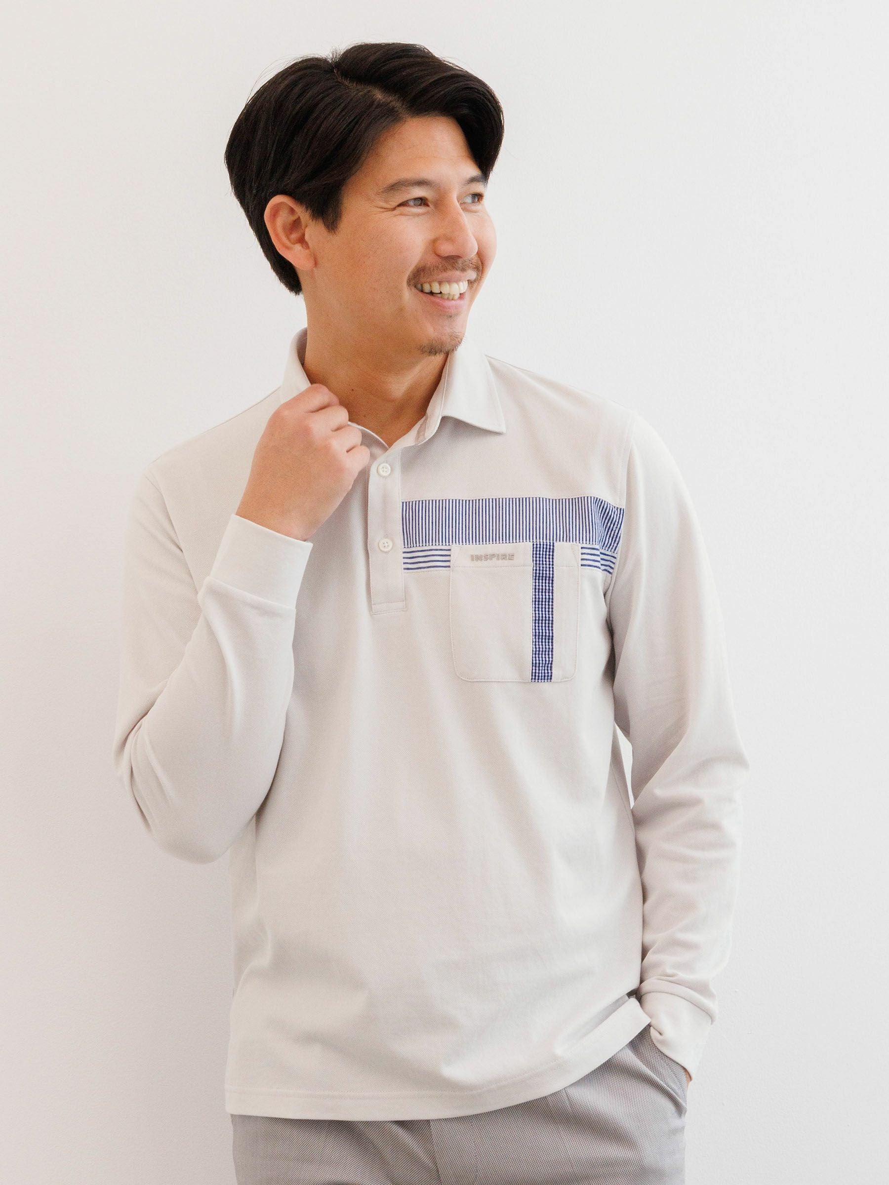 クイックドライ／長袖】布帛切替共衿ポロシャツ | INSPIRE ONLINE SHOP