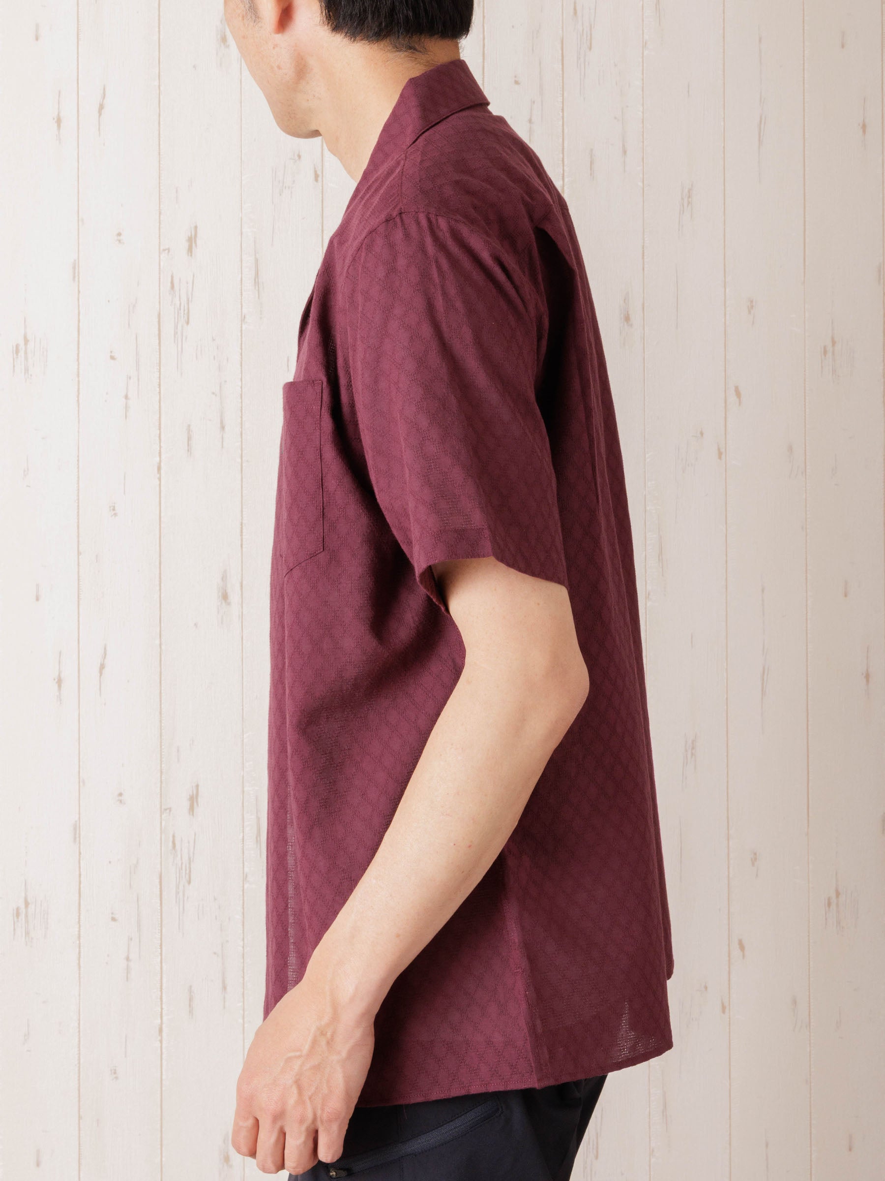 麻混ダイヤ地柄オープンシャツ | INSPIRE ONLINE SHOP