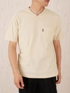カットサテンレイヤードVネックTシャツ