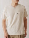 カットサテンレイヤードVネックTシャツ
