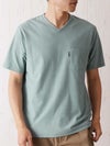 カットサテンレイヤードVネックTシャツ