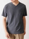 カットサテンレイヤードVネックTシャツ