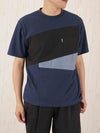 カットサテン布帛切替クルーネックTシャツ