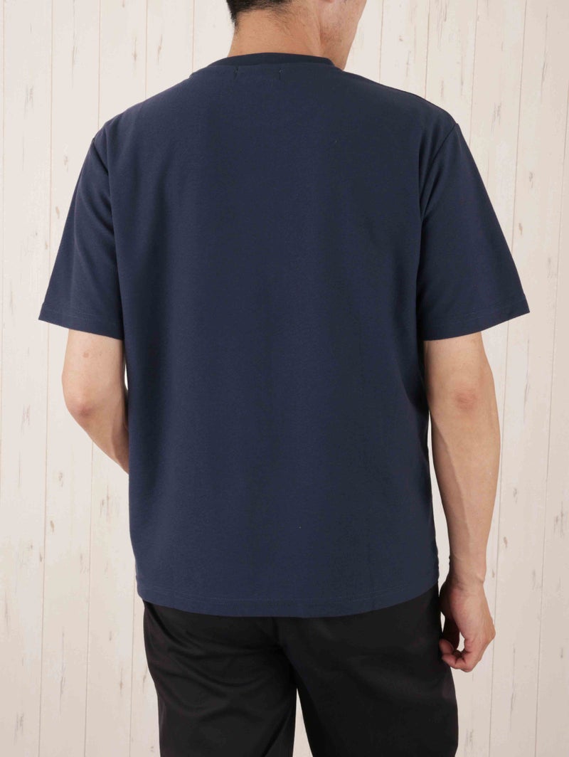 カットサテン布帛切替クルーネックTシャツ