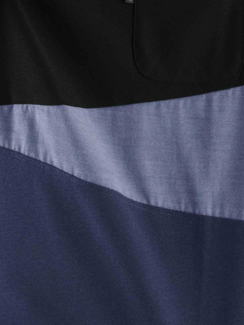 カットサテン布帛切替クルーネックTシャツ