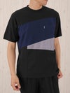 カットサテン布帛切替クルーネックTシャツ