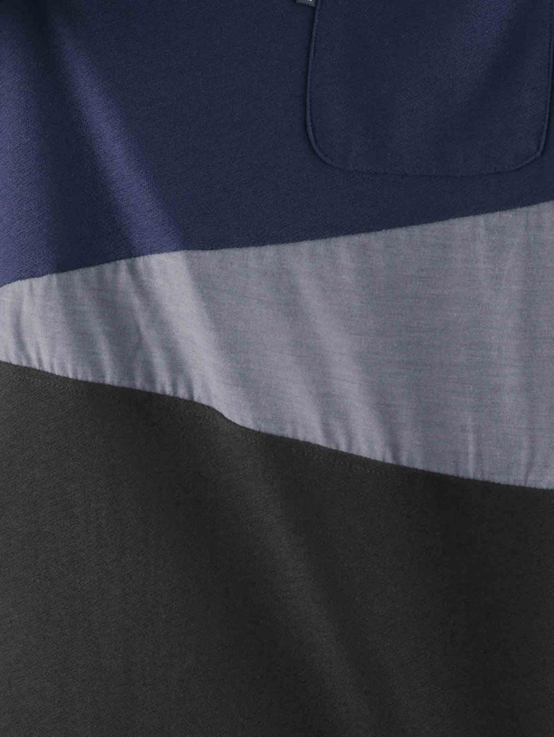 カットサテン布帛切替クルーネックTシャツ